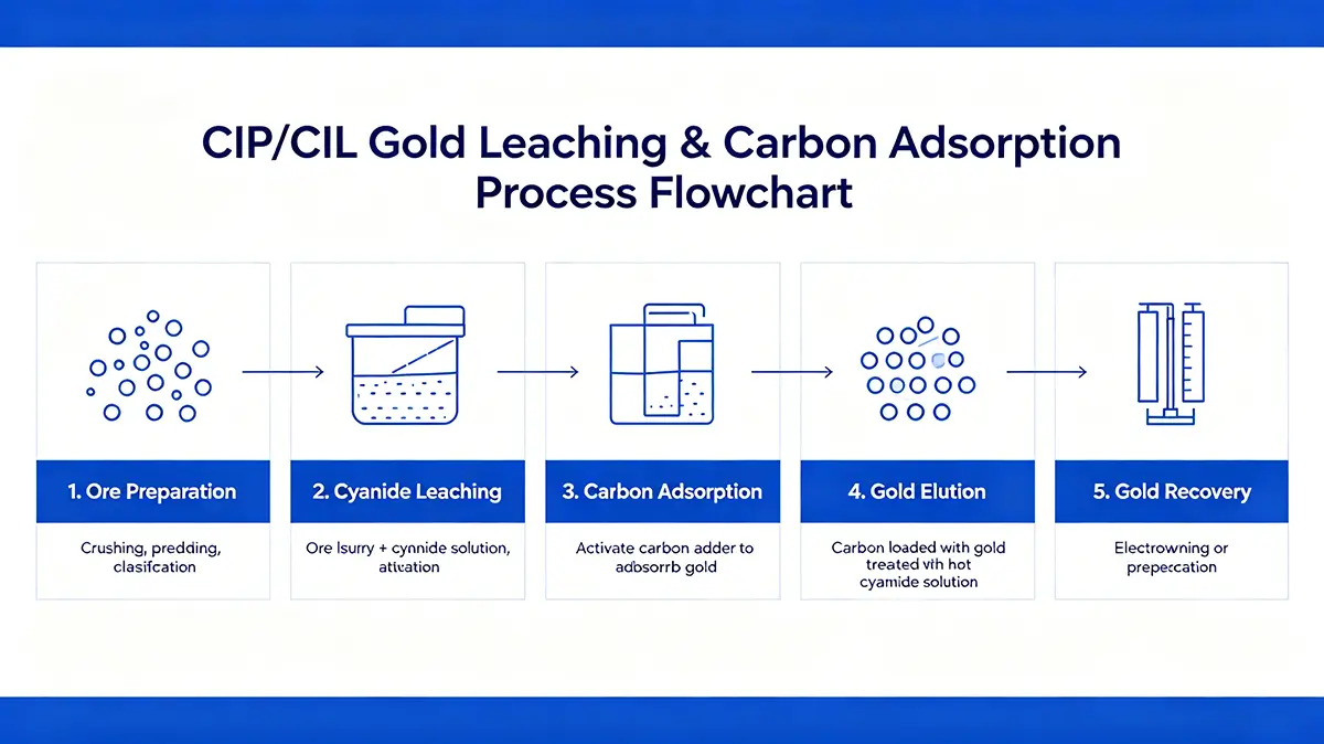 CIP/CIL 黄金浸出与炭吸附工艺流程图